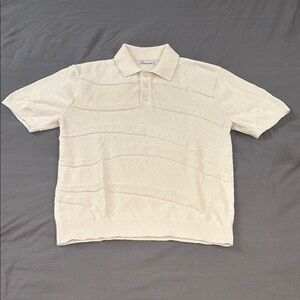 Zara Cream Polo Shirt with Textured Knit